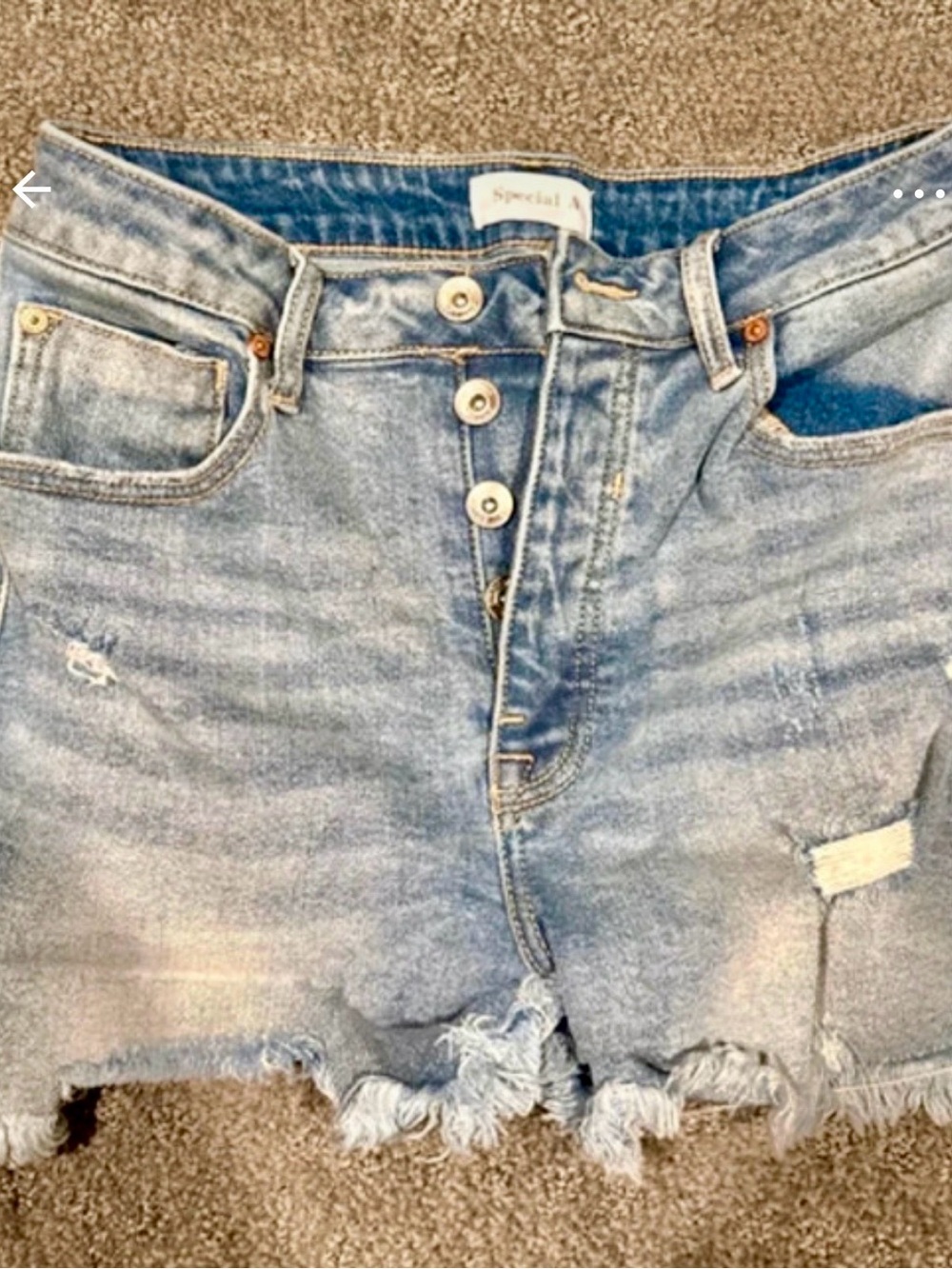 Special A High Rise Distressed Denim Shorts Raw Hem Size 6